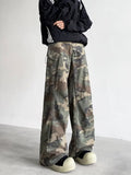 2024 Cyber Y2K Fashion Camouflage Baggy Jeans Cargo Flare Pants For Men Clothes Straight Casual Long Trousers Pantalones Hombre