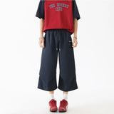 Summer Thin Casual Pants Men Fashion Black Wide Leg Pants Men Streetwear Hip-hop Loose Ice Silk Pants Mens Cropped Trousers