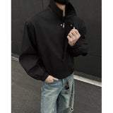 Spring Short Jacket Men Fashion Black Casual Jacket Men Streetwear Korean Loose Bomber Jacket Mens Motorcycle Jackets M-3XL