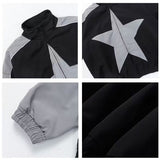Spring Bomber Jacket Men Women Vintage Star Pattern Harajuku Y2k Windbreaker Coat Streetwear Zipper Patchwork Outerwear Unisex