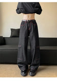 Baggy Jeans Men Distressed Wash Cargo Trousers Streetwear Wide Leg Drop Croch Hip Hop Joggers with Big Pockets for Teen Boys