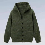 Winter Men's Hooded Cardigan Japanese Retro Loose Button-down Knitted Sweater Coats Premium Quality Long Sleeve Pocket Hoodies