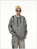 Autumn and Winter Trendy Personalized Hip Hop Round Neck Sweater American Couple Loose Retro Casual Knitted Harajuku Top y2k