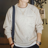 Vintage Heavyweight Round Neck Fleece-lined Hoodie Casual Sporty Thickened Warm Top for Men's Fall and Winter Sweatshirt
