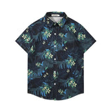 American Retro Floral Shirt,Shoulder-length Short-sleeved Shirt Men's,Summer Shirt,Turtleneck Cardigan Half-sleeved Top