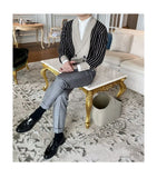 Light Mature Style Autumn Winter New Cardigan Men British Retro College Style Knitted Jacket Contrasting Suit Collar Sweater