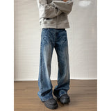 Baggy Jeans Men's Denim Pants Blue Acid Wash Male Jeans Straight Casual Menwear Loose Wide Leg Trousers New Mopping pants