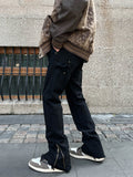 Jeans Men Spliced Rivet Side Zipper American Style Vibe Harajuku Streetwear Denim Trousers All-match Fashion Autumn College Chic