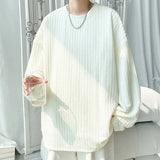 Spring Long Sleeved T-shirt Men White Casual T Shirt Men Streetwear Korean Loose Pleated T Shirt Mens Top Large Size M-5XL