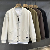 Korean Heavy Baseball Uniform Jacket Men's Preppy Button Cardigan Jacket Spring Autumn Large Size American Retro Trendy Jacket