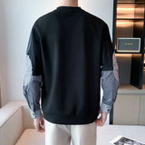 Men's Clothing Casual Stripe Top Black Sweatshirts T Shirt for Man Splicing Harajuku Fashion Xl Sale Streetwear Aesthetic Winter