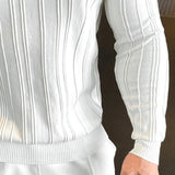 New American Chic Men Polo Sweater Light Luxury Trendy Fitness Knit Solid Color Pullover Leisure Slim-fit Long Sleeve Knitwear