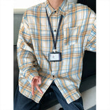 Autumn Long Sleeved Shirt Men Fashion Retro Plaid Shirts Men Japanese Streetwear Loose Casual Shirt Men Large Size 4XL