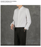 New Naples Business Men Shirts Light Luxury Textured Lapel Striped Long Sleeve Cardigan Leisure Premium Commuter Blouse S-4XL