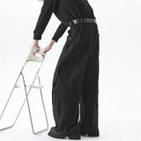 Brown Suit Pants Men Oversized Fashion Society Mens Black Dress Pants Korean Loose Wide Leg Pants Mens Office Formal Trousers