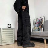 Cyber Y2K Streetwear Multi Pockets Baggy Jeans Cargo Pants For Men 90S Vintage Clothes Old Straight Luxury Denim Trousers