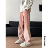Pink Baggy Jeans Men Fashion Retro Gradient Black Jeans Men Streetwear Hip-hop Loose Straight Jeans Mens Vintage Denim Trousers