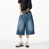 Mens Calf length jeans Loose Fit Summer Studded Rivet Casual Streetwear Lightweight Comfort Cool Trendy Fashion weid leg