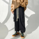 Cotton Casual Pants Men Fashion Black Pocket Cargo Pants Men Japanese Streetwear Hip-hop Loose Wide Leg Pants Mens Trousers