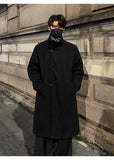 New 2025 Autumn Winter Men Imitation Wool Overcoat Stand Collar Mid Long Single Breasted Windproof Warm Coat Fashion Outerwear