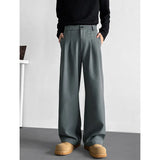 Grey Black Suit Pants Men Fashion Society Mens Dress Pants Korean Loose Straight Pants Mens Office Formal Trousers Plus Size