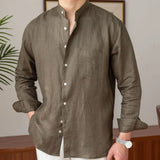 All Season Mens Casual Wear Versatile Clothing Versatile Commuting Shirt Brown Mens Casual Shirt Slight Stretch