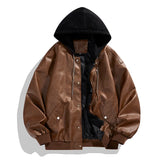 Hoodie Vintage Faux Leather jackets Trendy Cool Black Faux Suede PU Leather Jackets Men's hip hop Style Luxury Leather Clothes