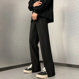 Grey Black Suit Pants Men Fashion Society Mens Dress Pants Korean Loose Straight Pants Mens Office Formal Trousers M-3XL