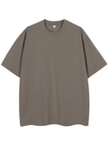 260GSM Summer T Shirt Men Korean Fashion Short Sleeve Loose Basic T-shirts Solid Tops Oversized Tee Unisex