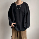 Spring Autumn Round Neck Loose T-Shirt Men Cotton Linen Long Sleeve Casual Male Tshirt Comfortable Breathable Hip Hop Tees Tops