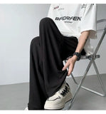 Summer Casual Pants Men Fashion Pleated Pants Men Japanese Streetwear Loose Wide Leg Pants Mens Baggy Ice Silk Trousers M-3XL