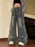 Spring New Star Design Jeans Women Fashion Vintage All-match Wide Leg Pants Women Loose Hip-hop Woman Trousers