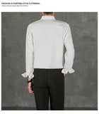 New Naples Business Men Shirts Light Luxury Textured Lapel Striped Long Sleeve Cardigan Leisure Premium Commuter Blouse S-4XL