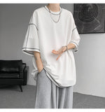 Summer Short Sleeve T-shirt Men Fashion Oversized Black T Shirt Men Streetwear Hip Hop Loose O-Neck White Tshirt Mens Top S-2XL