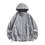 UPF50+Men's Hooded Windbreaker Sunscreen Jacket - Ultra Light Summer Zipper Pocket Elastic Cuffs  Suitable for Outdoor Hiking