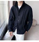 New Korean Style Jacquard Men Cardigan Jackets Fashion Luxury Knitted Button-down  Long Sleeve Sweater Coat Winter Warm Knitwear