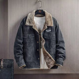 Winter Cowboy Coat for Men Vintage Warm Denim Jackets Man Padded Sherpa Loose Elatic Japanese Retro Outwear High Quality