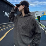 Autumn and winter American fashion men and women knitted hooded couple loose retro personality Harajuku casual sweater y2k