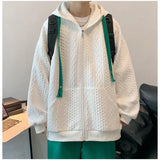 Autumn Hoodies Men's Plaid Solid Color Loose Korean Cardigan Sweatershirt Harajuku Long-sleeved Zipper Casual Hoodie Jacket