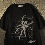 New Street Personality Retro Casual Spider Print Graphic T-shirt Summer Men and Women Trend Loose Couple Short Sleeve