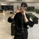Men's  Luxury Knitted Cardigan Sweater Solid Color Long Sleeve Casual Streetwear Patchwork Button-down Vintage Knitwear