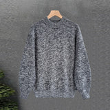 New Japanese Retro Men Sweater Light Luxury Knitted O Neck Grey Long Sleeve Pullover Casual Loose Premium Thickened Knitwear