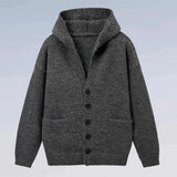 Winter Men's Hooded Cardigan Japanese Retro Loose Button-down Knitted Sweater Coats Premium Quality Long Sleeve Pocket Hoodies