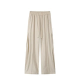 Black Casual Pants Men Fashion Apricot Ice Silk Trousers Men Streetwear Korean Loose Wide Leg Pants Mens Suit Pants M-3XL