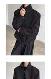 Black Short Autumn Suit Jacket Male College Preppy Wearing American Baseball Uniforms with High-end Shoulder Pad Jacket Chic