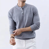 New Fashion Men Henry Sweater Light Luxury Knitted Solid Color Long Sleeve Pullover Premium Quality Skin-friendly Knitwear M-3XL