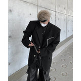 Oversized Black Blazer Men High-end Fashion Leisure Suit Jackets Multi-zippers Male Streetwear Casual Korean All-match Suit