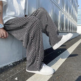 Men's Casual Pants Hip Hop Hippie Trousers Male Plaid Loose Summer Stylish Korean Style Y2k Cotton Long New In Comfortable