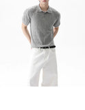 New Trendy Jacquarded Men Polo Shirt Light Luxury Casual Business Solid Color Knitted Short Sleeve T-shirt Fashion Stretchy Tops