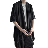 Summer Japanese Darkness shirt Man Cardigan Harajuku Woman Black Coat Cloak Beach Shirt Obi Streetwear Loose Thin Outer